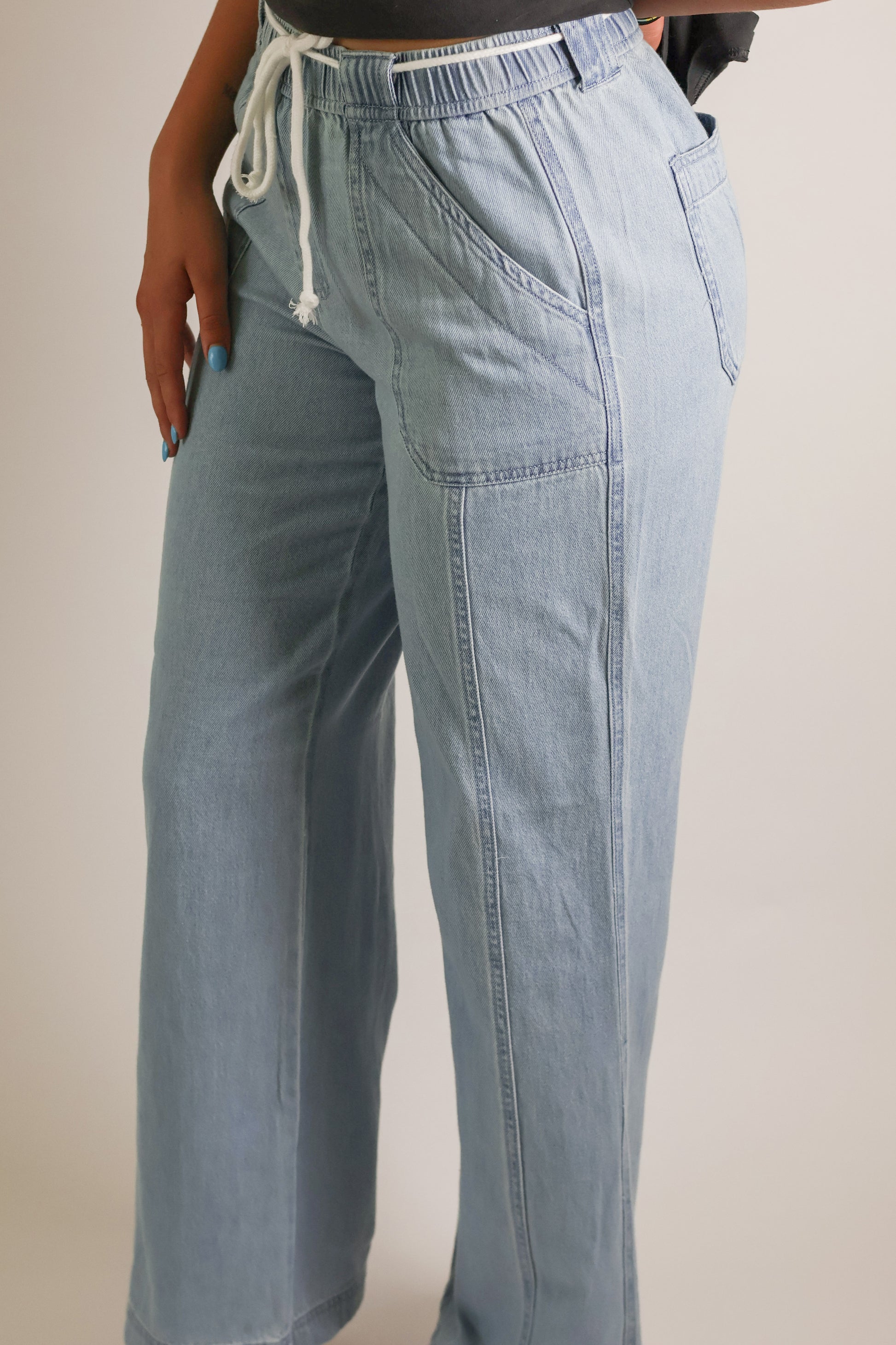High Rise Wide Leg Drawstring Pants