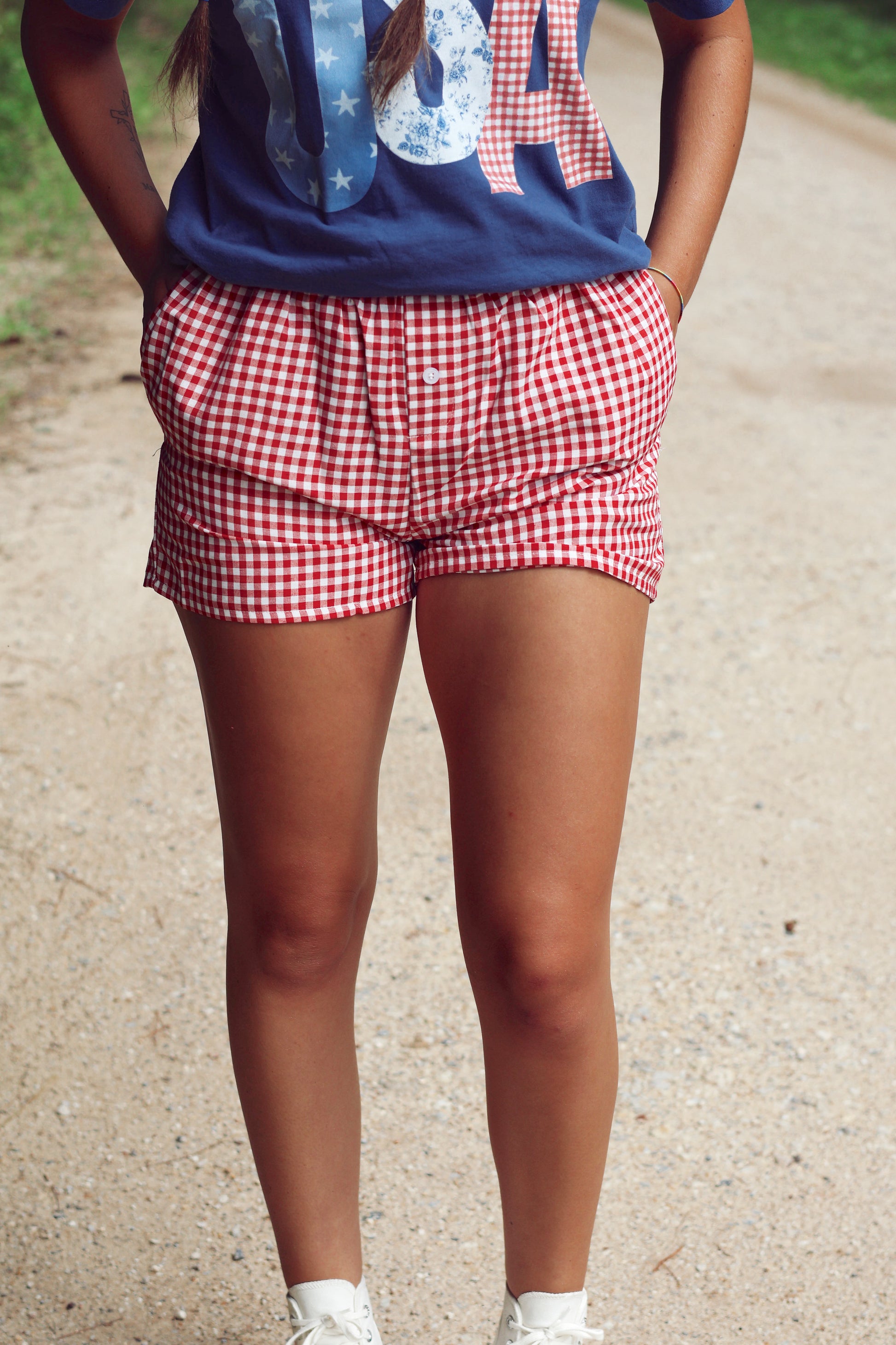 Gingham Plaid High Waist Shorts