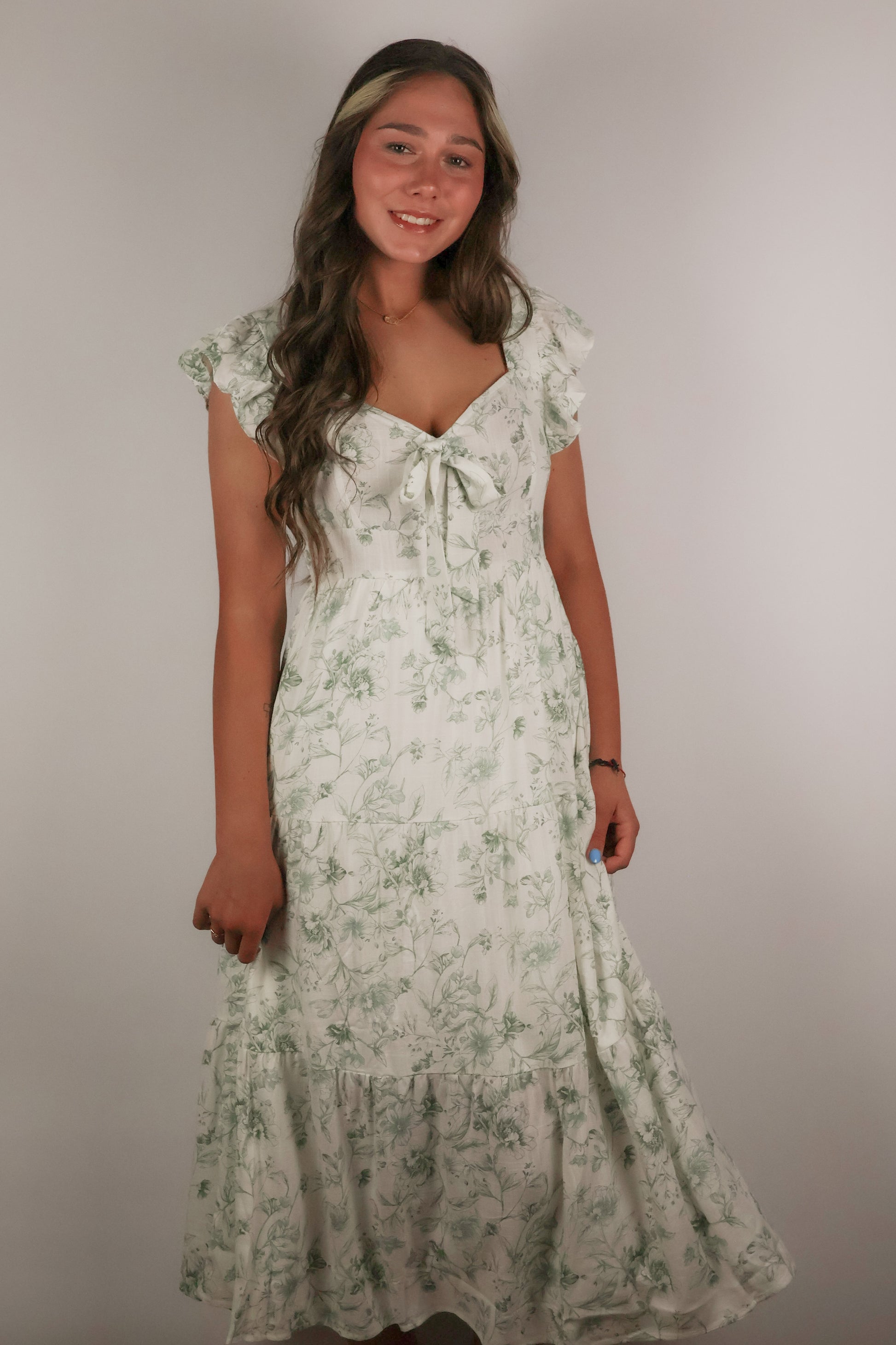 Floral Front Tie Midi Dress