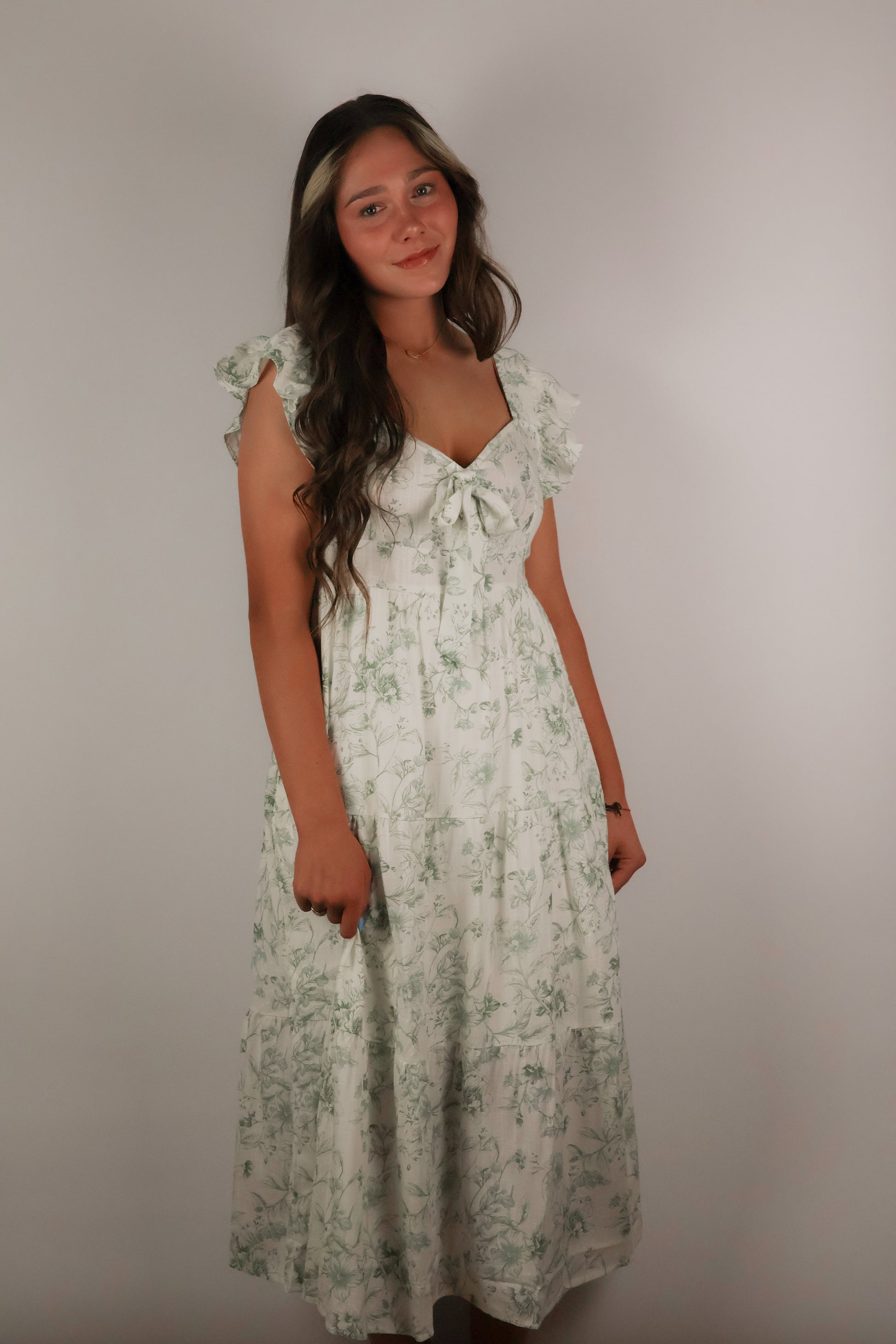 Floral Front Tie Midi Dress