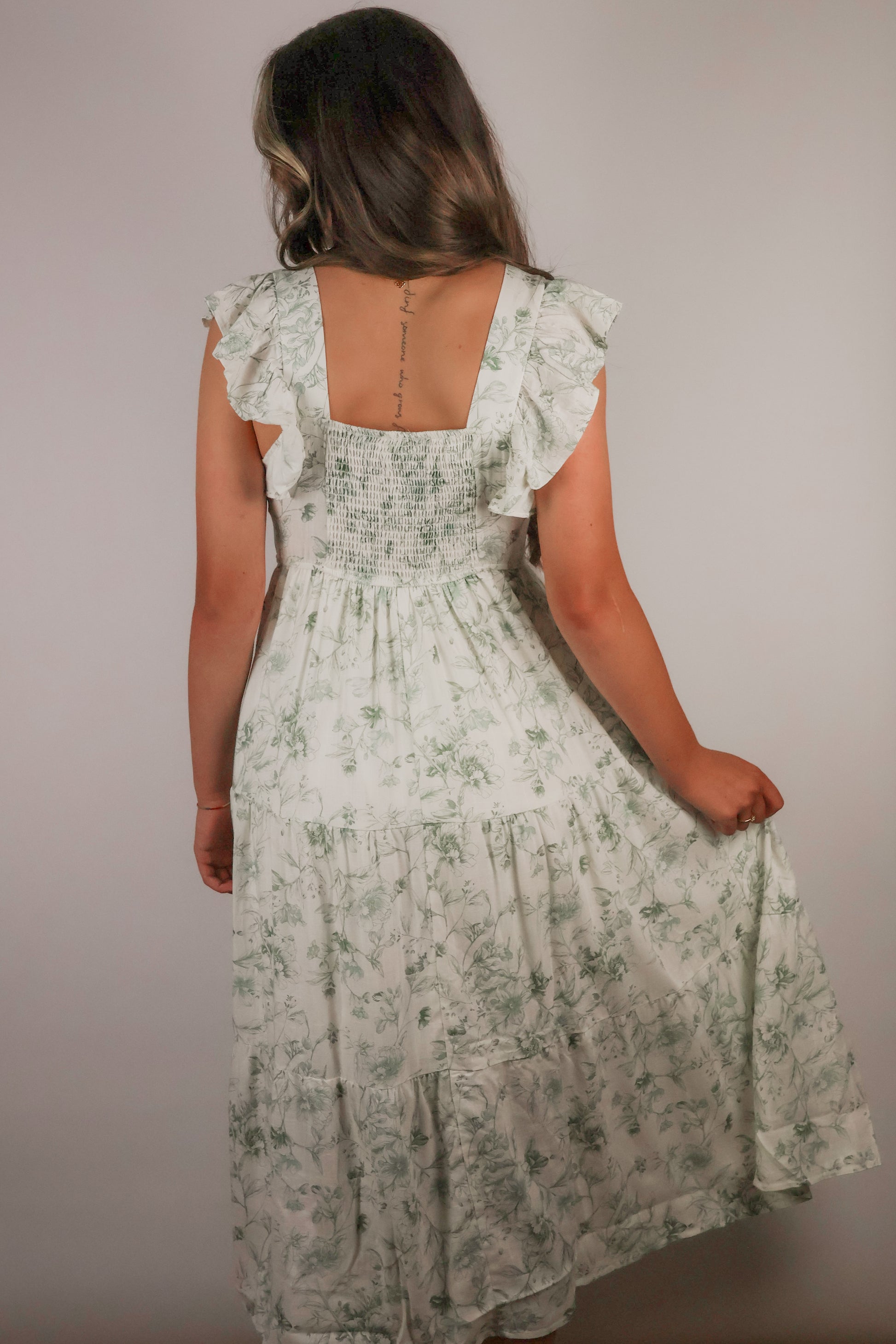 Floral Front Tie Midi Dress