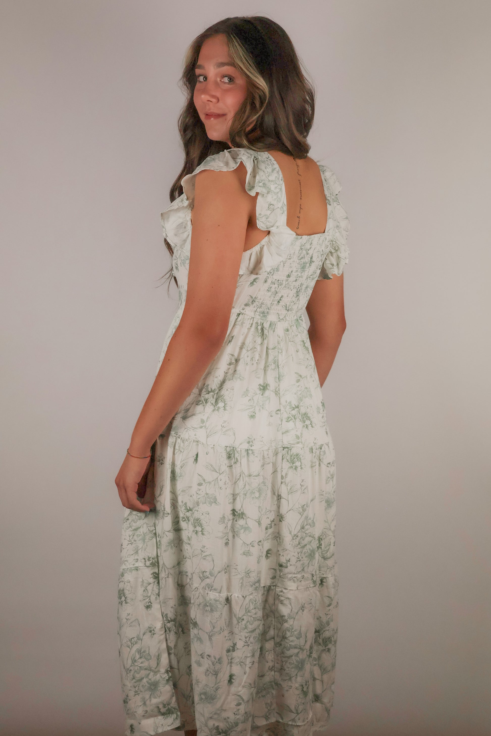 Floral Front Tie Midi Dress