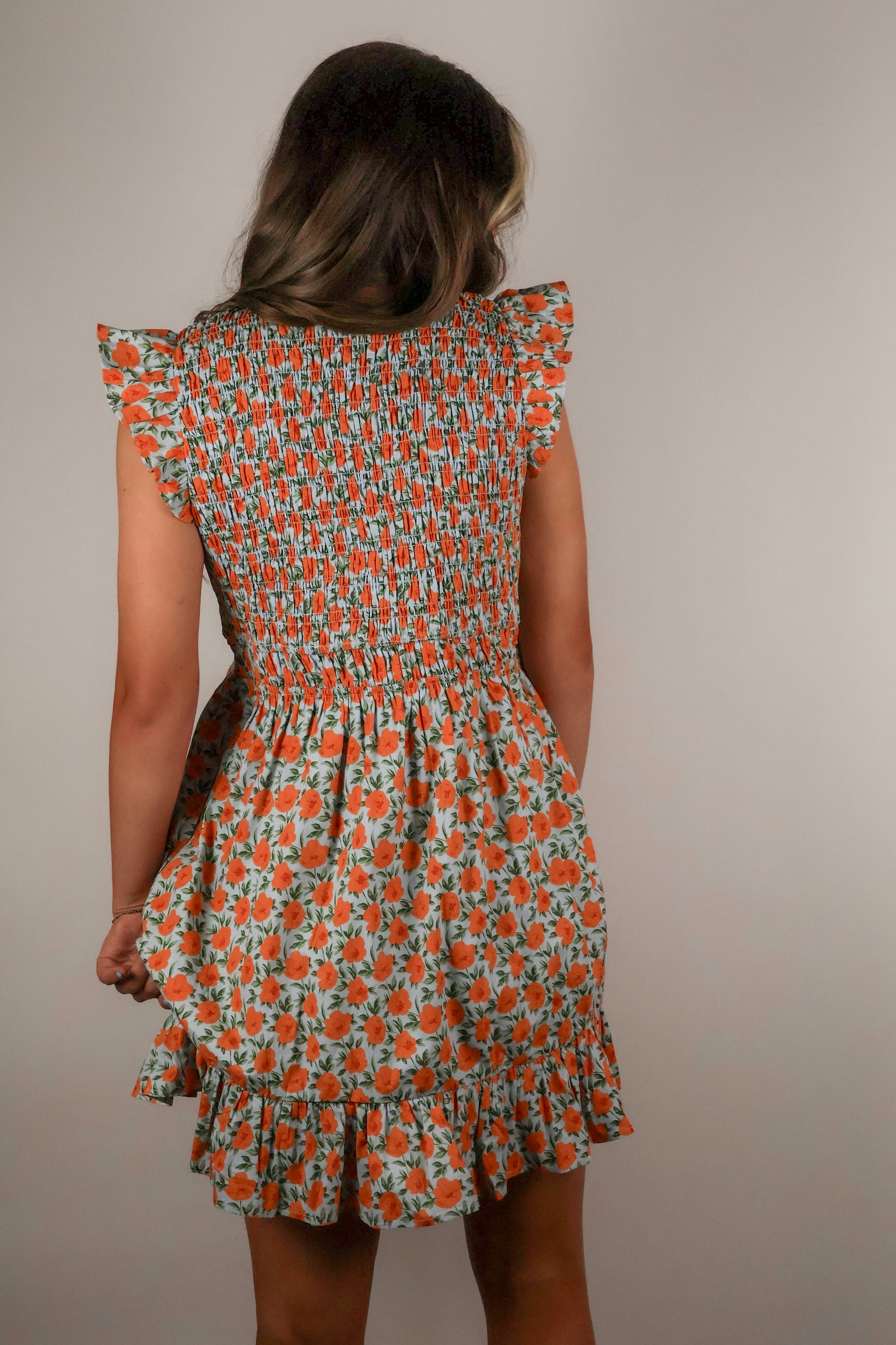 Floral Ruffle Sleeve Mini Dress