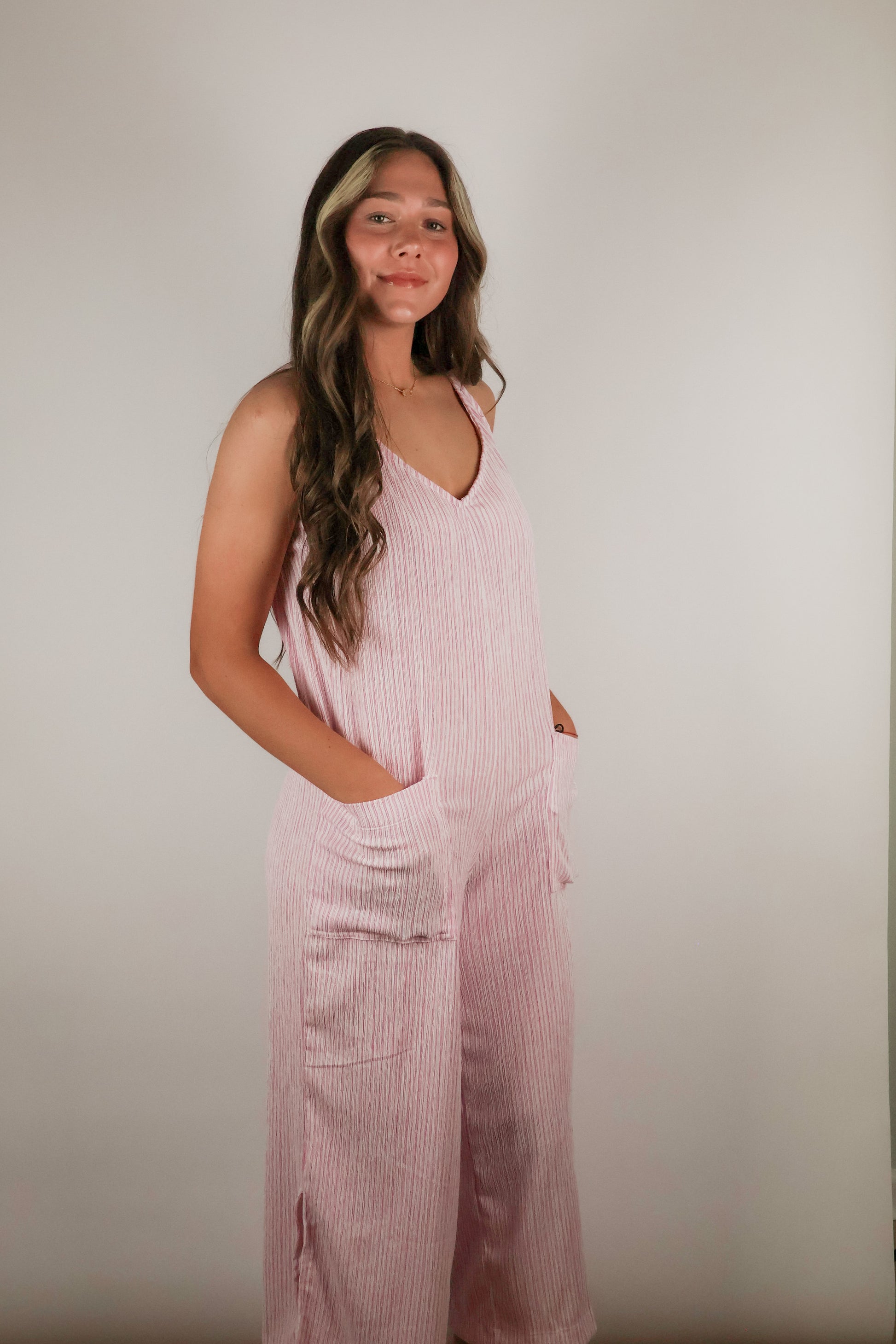 Striped Sleeveless Jumpsuit