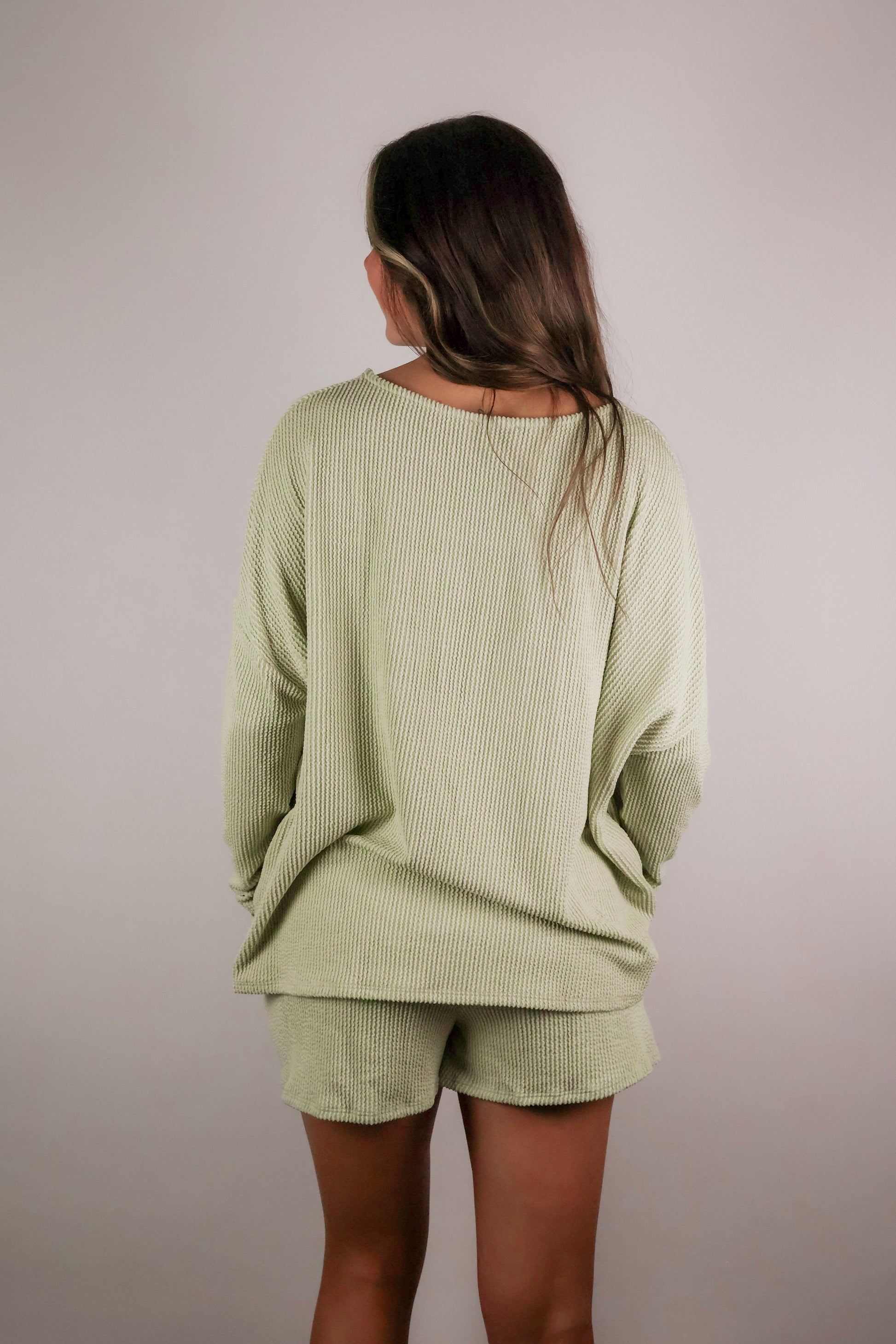 Long Sleeve Crew Neck Top & Shorts Set