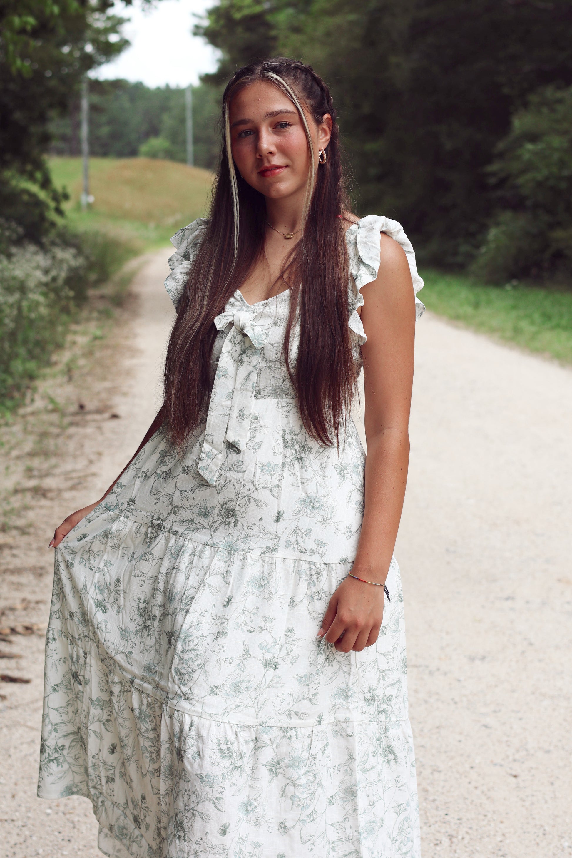 Floral Front Tie Midi Dress
