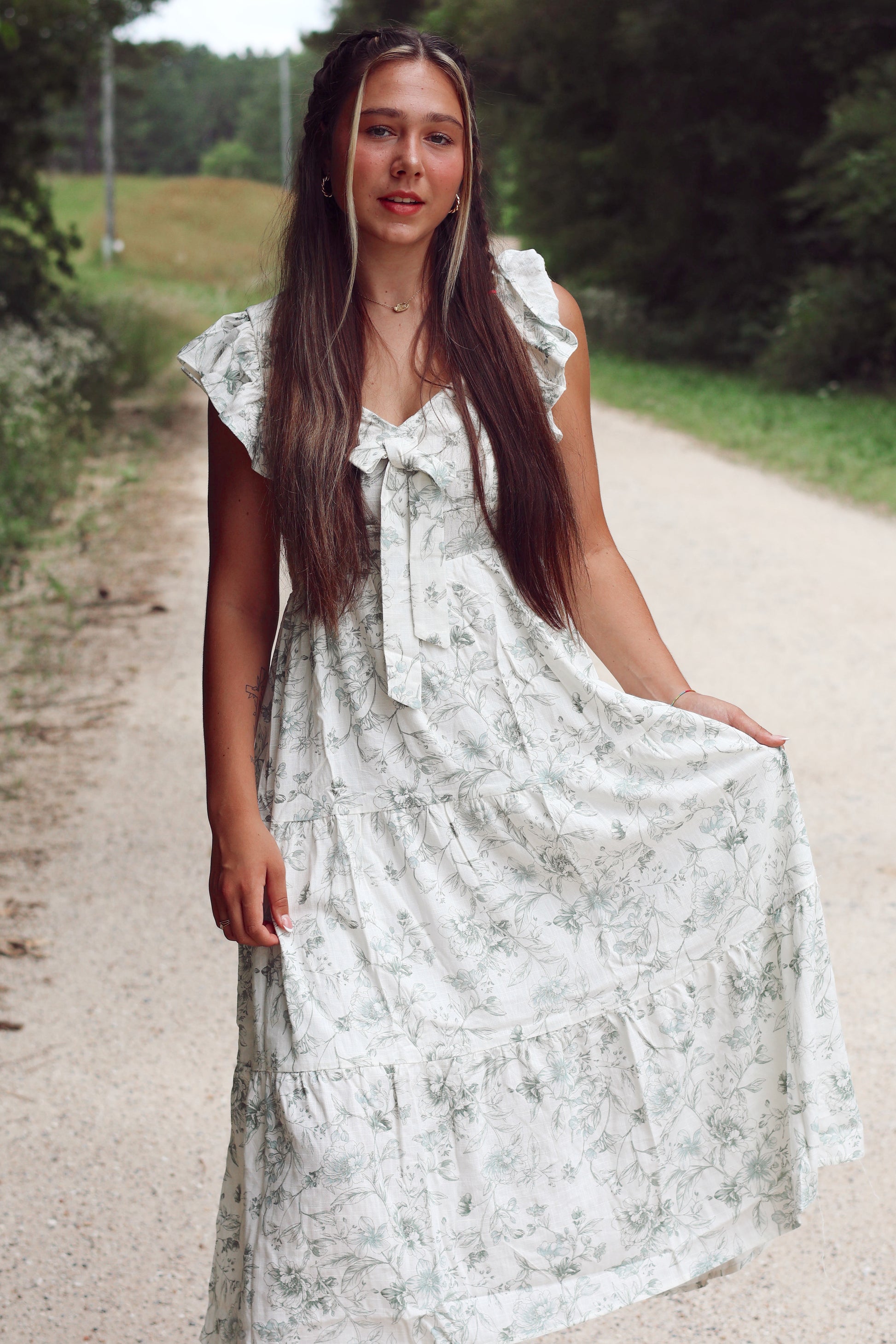 Floral Front Tie Midi Dress