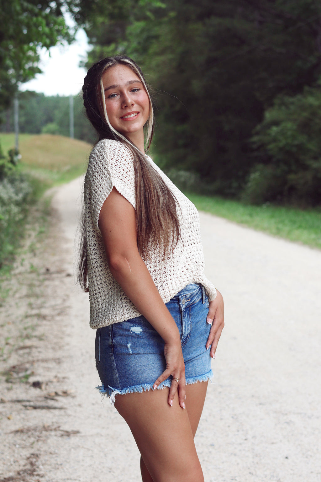 Crochet Knit Short Sleeve Top