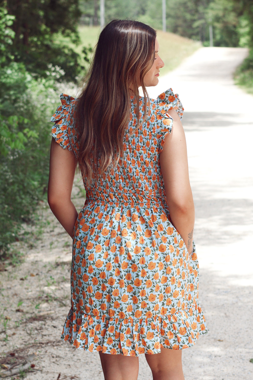 Floral Ruffle Sleeve Mini Dress
