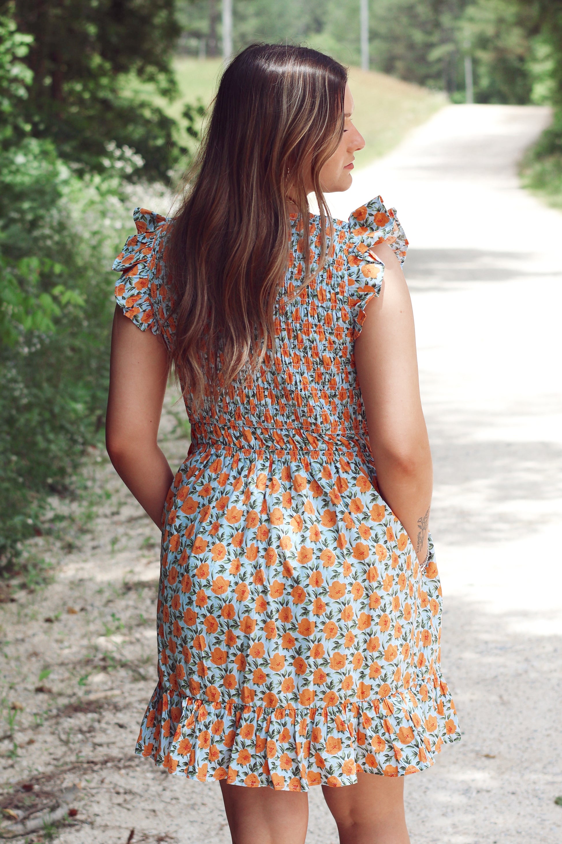 Floral Ruffle Sleeve Mini Dress