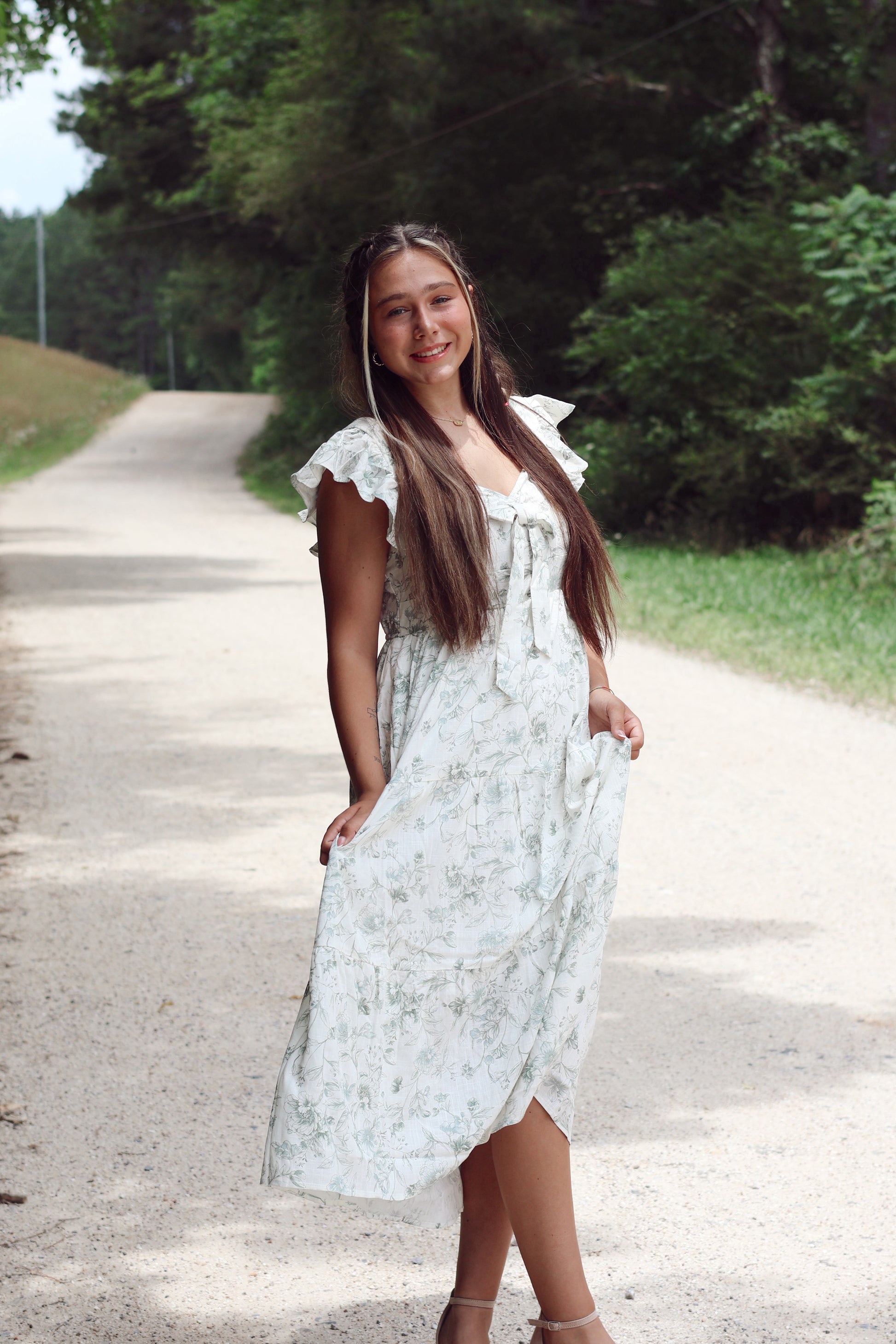 Floral Front Tie Midi Dress