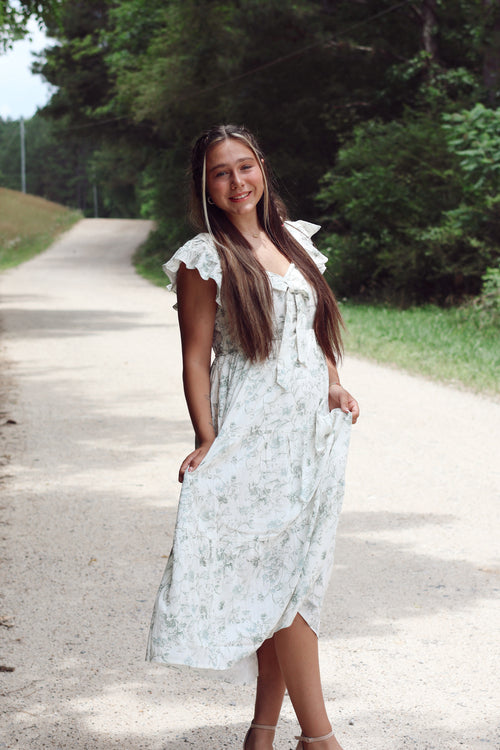 Floral Front Tie Midi Dress