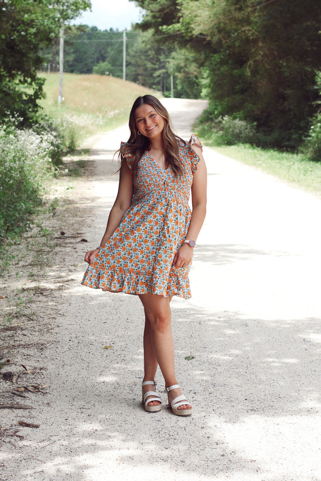Floral Ruffle Sleeve Mini Dress