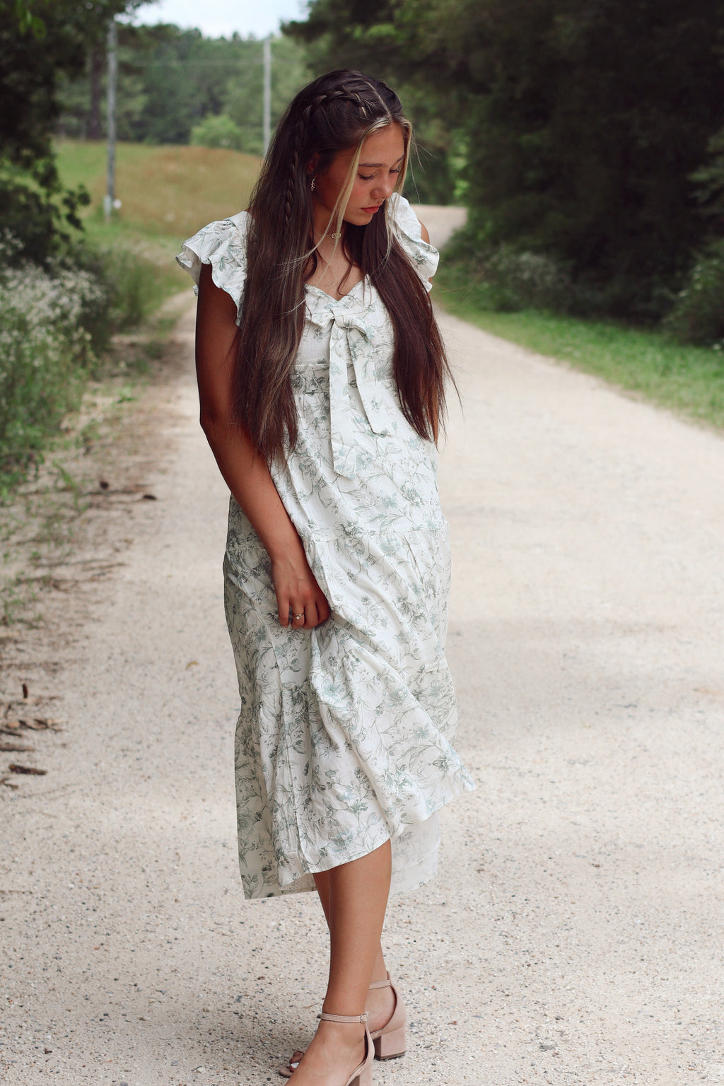Floral Front Tie Midi Dress