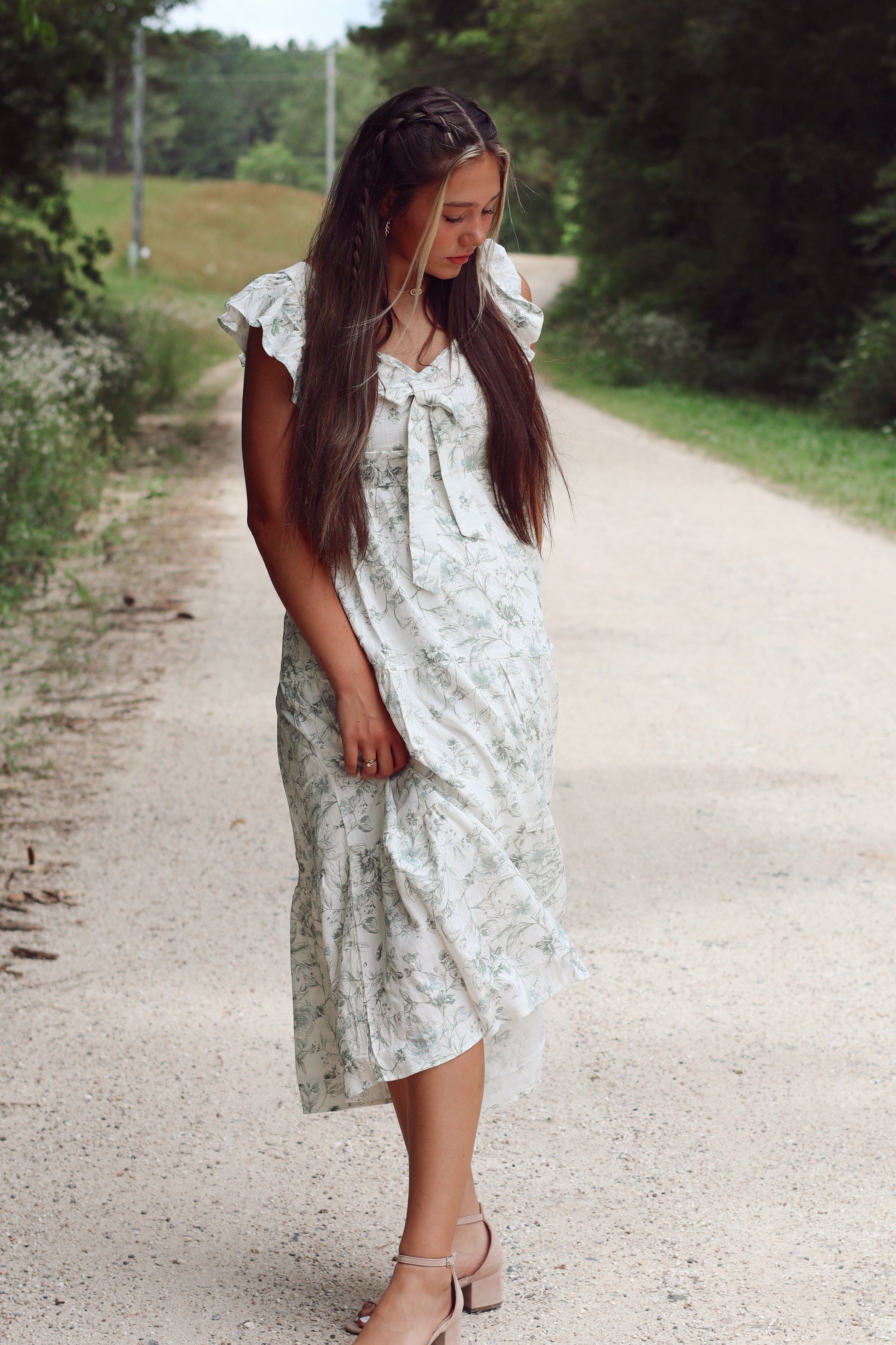 Floral Front Tie Midi Dress