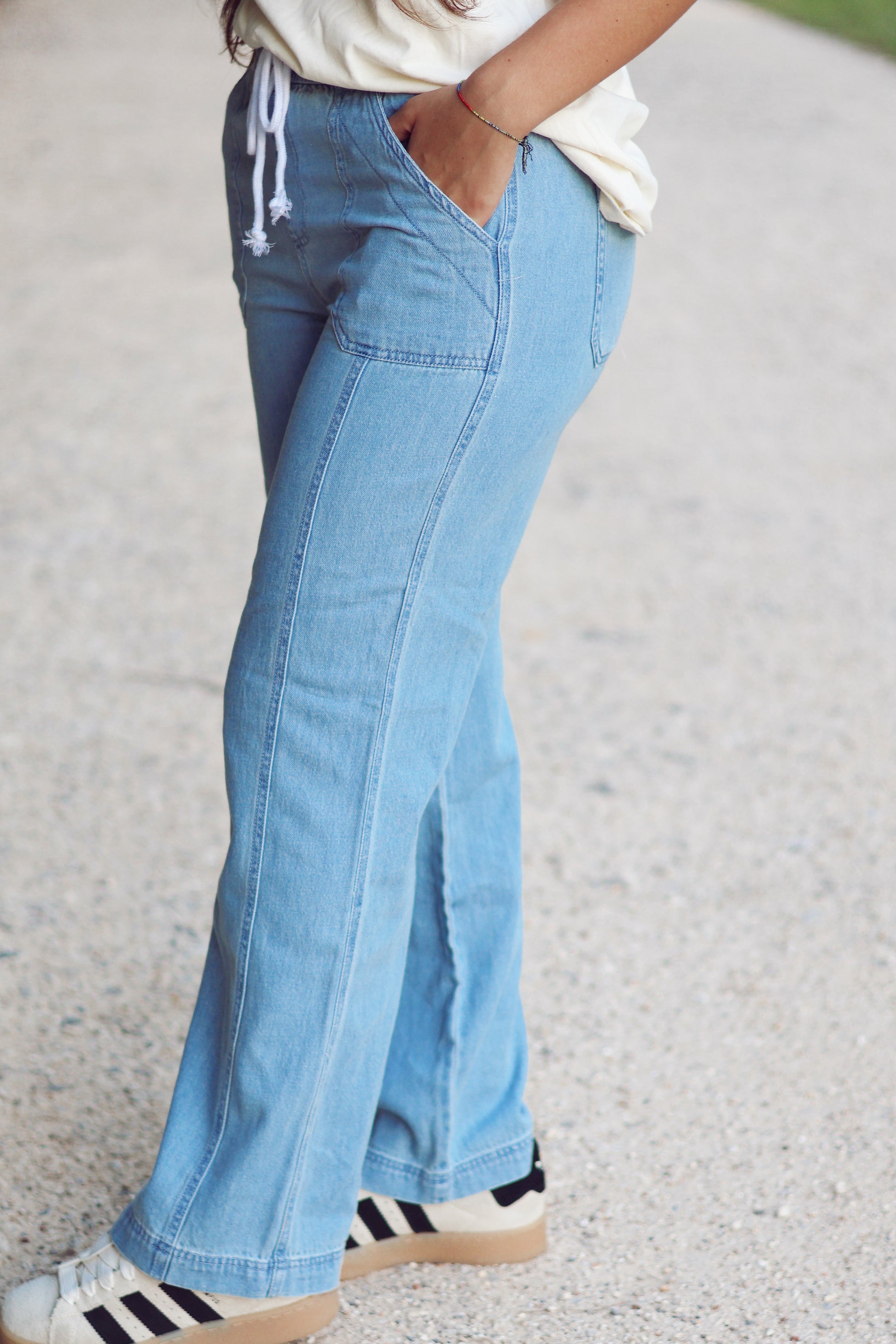 High Rise Wide Leg Drawstring Pants