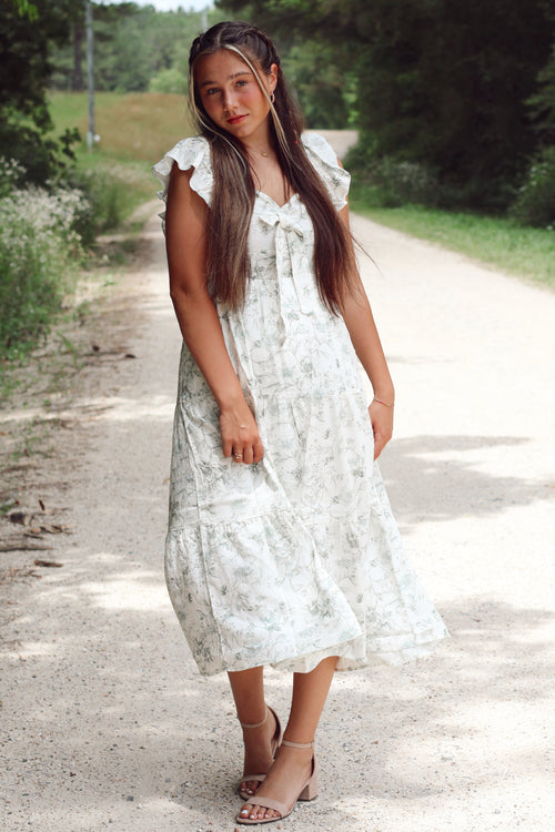 Floral Front Tie Midi Dress